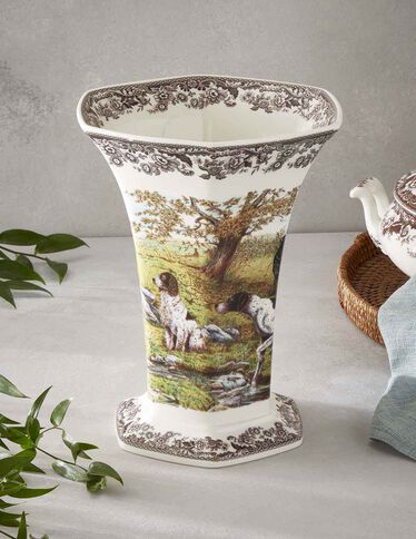 Woodland Hexagonal Vase, Hunting Dogs